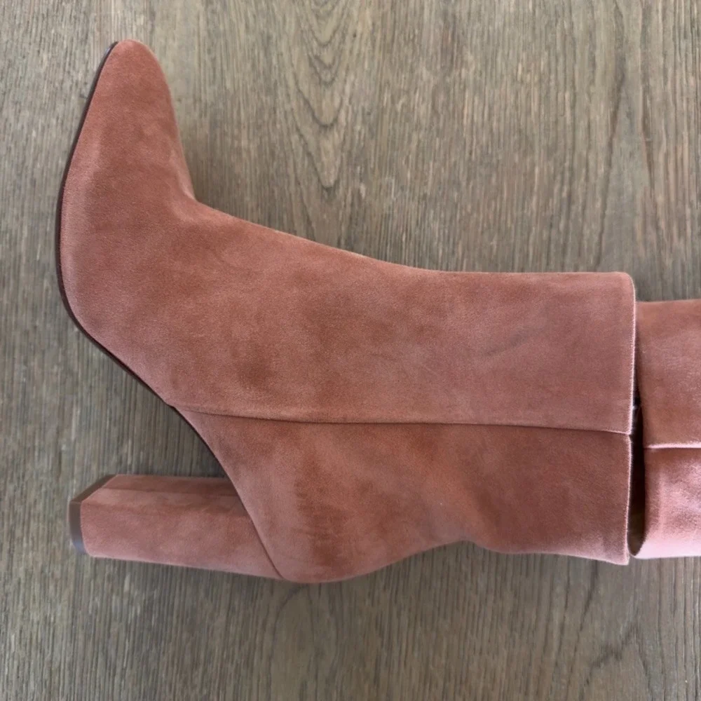Sézane Adele Ankle‎ Boots-Blush Suede Leather Italian Heels-3.5